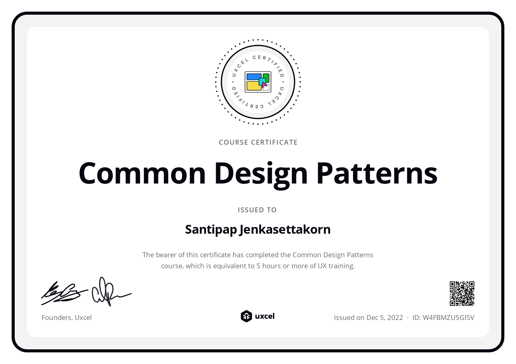 Santipap Jenkasettakorn's certificate